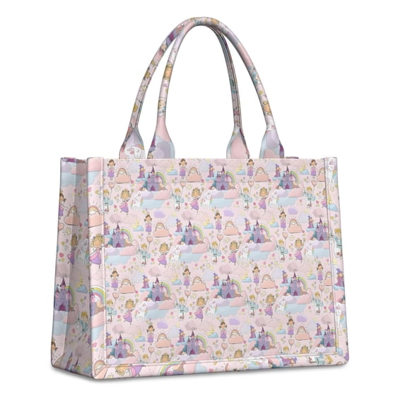 Large Capacity Tote Bag,Fantasy Princess Castle Pattern Handbag Fashion Luxury Tote Bag,15.7"x13"x 5.1" Inches,Laptop Compatible