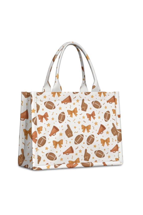 Large Capacity Tote Bag,Football and Cheer Goods Pattern Handbag Fashion Luxury Tote Bag,15.7"x13"x 5.1" Inches,Laptop Compatible