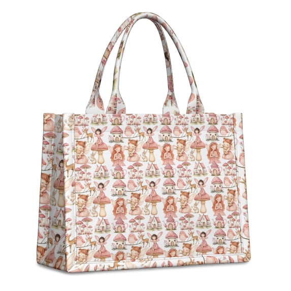 Large Capacity Tote Bag,Forest Fairy Princess Pattern Handbag Fashion Luxury Tote Bag,15.7"x13"x 5.1" Inches,Laptop Compatible