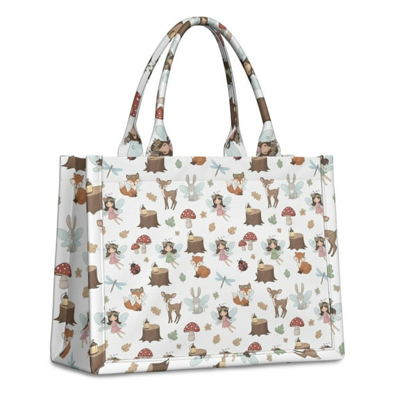 Large Capacity Tote Bag,Forest Fairy Princess Pattern Handbag Fashion Luxury Tote Bag,15.7"x13"x 5.1" Inches,Laptop Compatible