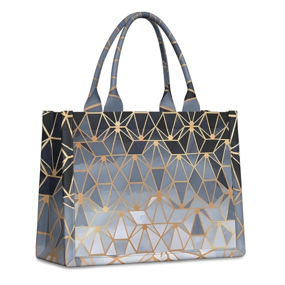 Large Capacity Tote Bag,Gold Black Checkered Pattern Handbag Fashion Luxury Tote Bag,15.7"x13"x 5.1" Inches,Laptop Compatible