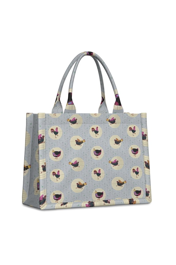 Large Capacity Tote Bag,Gray Chicken Circle Pattern Handbag Fashion Luxury Tote Bag,15.7"x13"x 5.1" Inches,Laptop Compatible
