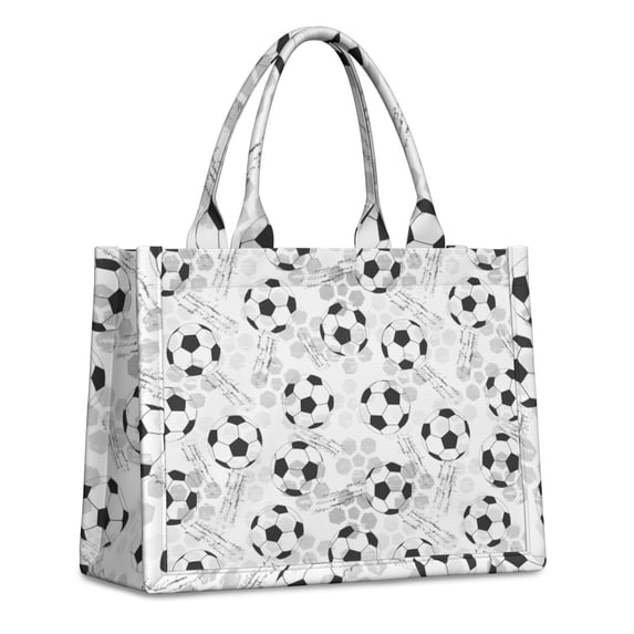 Large Capacity Tote Bag,Gray Soccer Balls Pattern Handbag Fashion Luxury Tote Bag,15.7"x13"x 5.1" Inches,Laptop Compatible