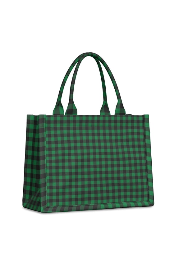 Large Capacity Tote Bag,Green Black Checkerboard Checkered Pattern Handbag Fashion Luxury Tote Bag,15.7"x13"x 5.1" Inches,Laptop Compatible