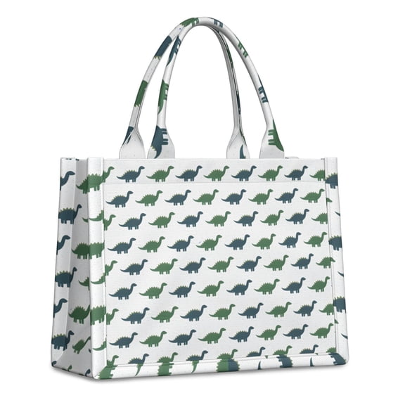 Large Capacity Tote Bag,Green Blue Dinosaurs Pattern Handbag Fashion Luxury Tote Bag,15.7"x13"x 5.1" Inches,Laptop Compatible