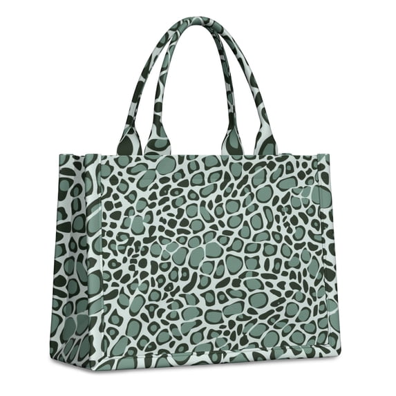Large Capacity Tote Bag,Green and Dark Green Giraffe Pattern Handbag Fashion Luxury Tote Bag,15.7"x13"x 5.1" Inches,Laptop Compatible