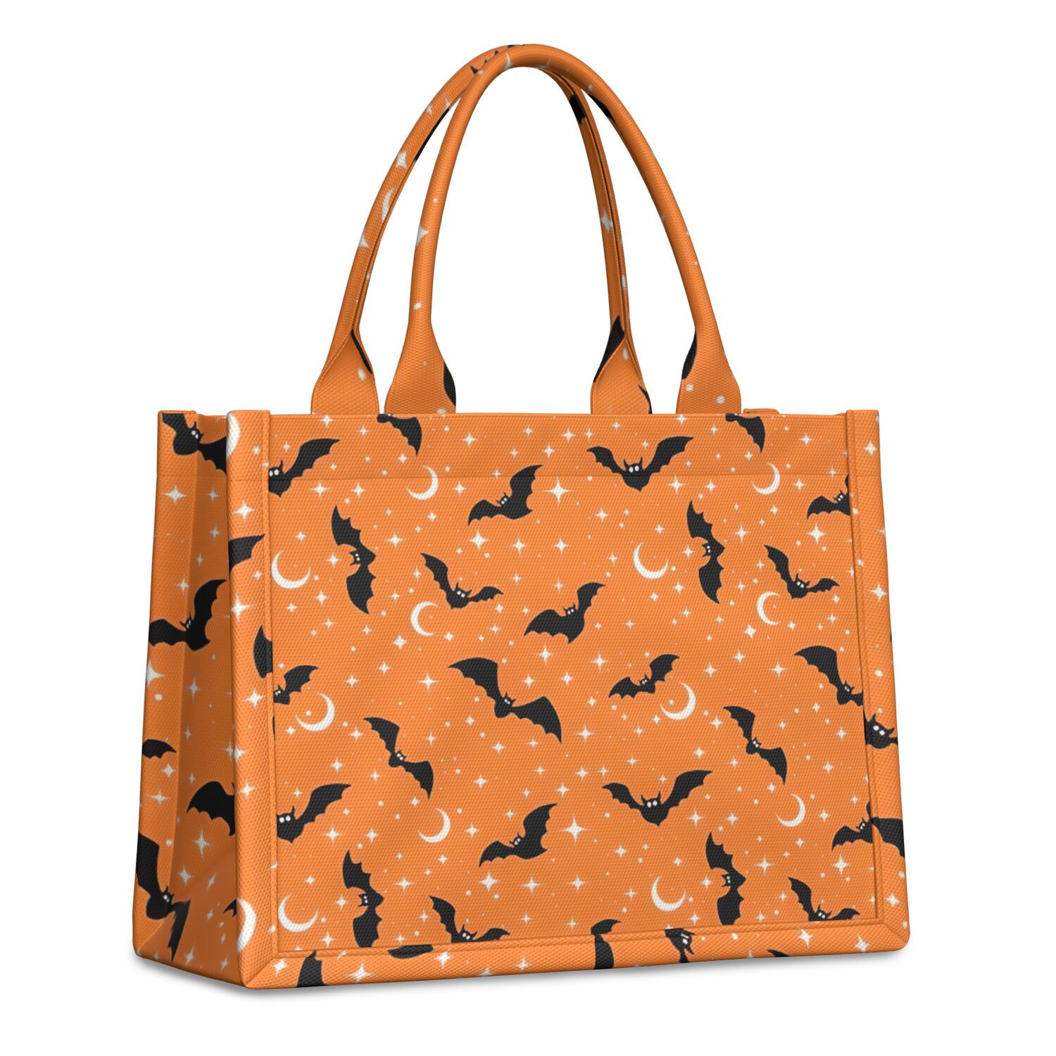 Large Capacity Tote Bag,Halloween Bats with Moons and Stars Handbag Fashion Luxury Tote Bag,15.7"x13"x 5.1" Inches,Laptop Compatible