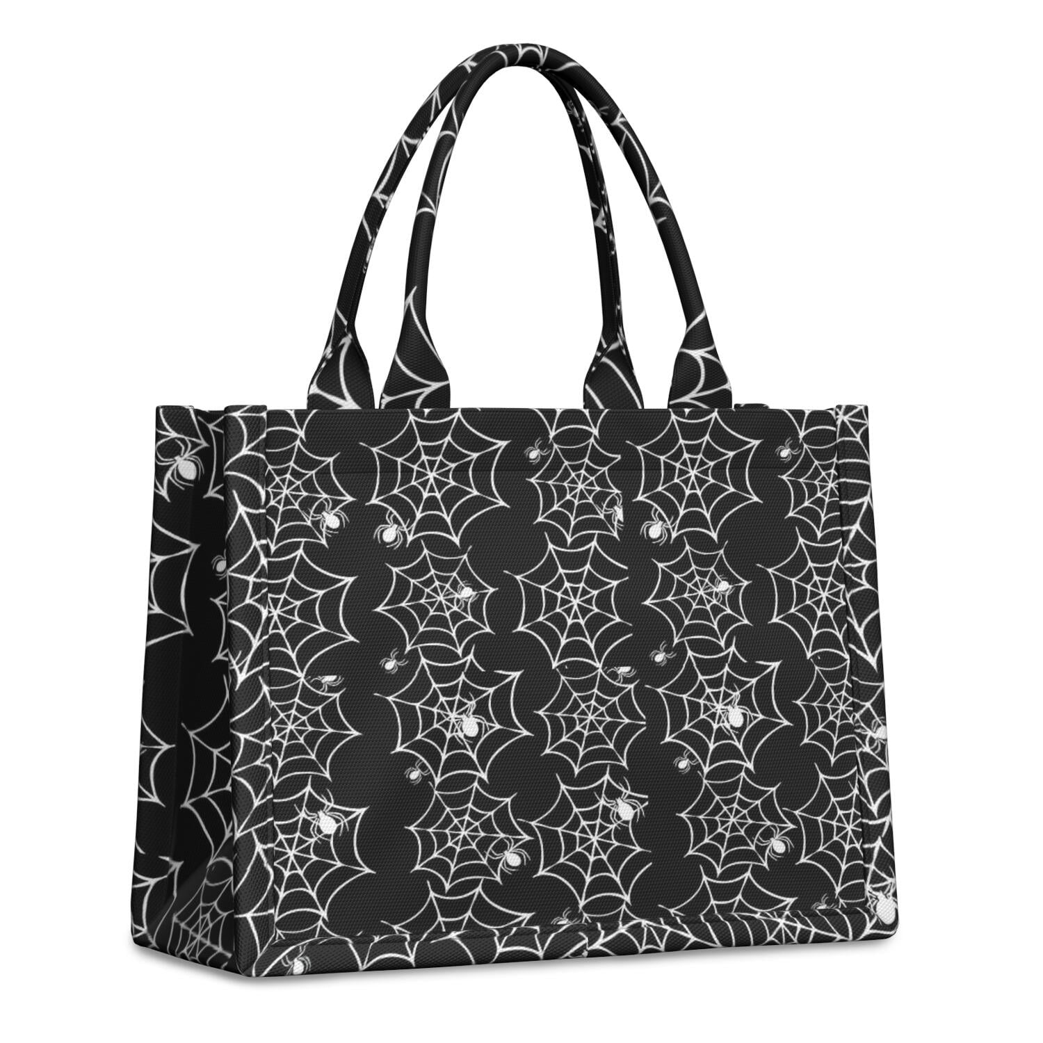 Large Capacity Tote Bag,Halloween Black and White Spider Webs and Spiders Handbag Fashion Luxury Tote Bag,15.7"x13"x 5.1" Inches,Laptop Compatible