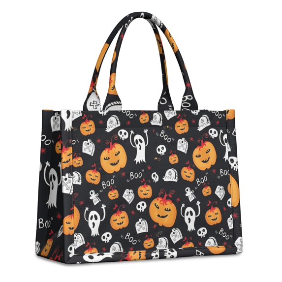 Large Capacity Tote Bag,Halloween Ghost Pumpkin Medley Pattern Handbag Fashion Luxury Tote Bag,15.7"x13"x 5.1" Inches,Laptop Compatible