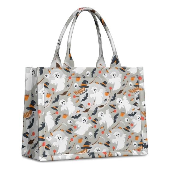 Large Capacity Tote Bag,Halloween Ghosts and Witchy Elements Handbag Fashion Luxury Tote Bag,15.7"x13"x 5.1" Inches,Laptop Compatible