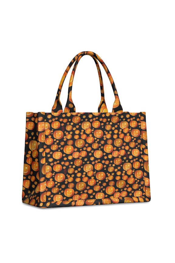 Large Capacity Tote Bag,Halloween Happy Pumpkins Pattern Handbag Fashion Luxury Tote Bag,15.7"x13"x 5.1" Inches,Laptop Compatible