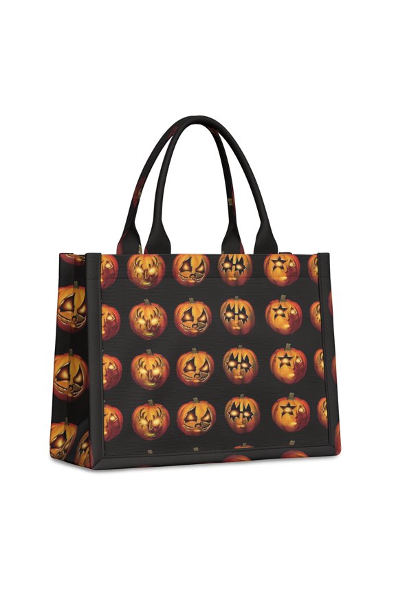 Large Capacity Tote Bag,Halloween Jack Lanterns Pattern Handbag Fashion Luxury Tote Bag,15.7"x13"x 5.1" Inches,Laptop Compatible