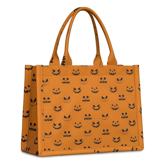 Large Capacity Tote Bag,Halloween Pumpkin Face Silhouettes Handbag Fashion Luxury Tote Bag,15.7"x13"x 5.1" Inches,Laptop Compatible