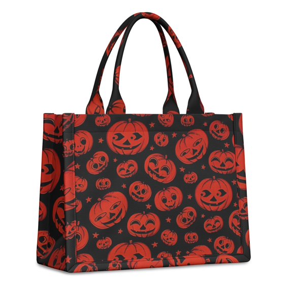 Large Capacity Tote Bag,Halloween Red Pumpkins Pattern Handbag Fashion Luxury Tote Bag,15.7"x13"x 5.1" Inches,Laptop Compatible