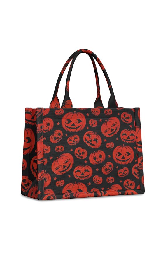 Large Capacity Tote Bag,Halloween Red Pumpkins Pattern Handbag Fashion Luxury Tote Bag,15.7"x13"x 5.1" Inches,Laptop Compatible