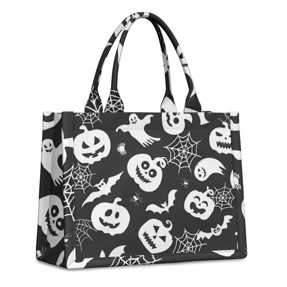 Large Capacity Tote Bag,Halloween Silhouette Icons Pattern Handbag Fashion Luxury Tote Bag,15.7"x13"x 5.1" Inches,Laptop Compatible