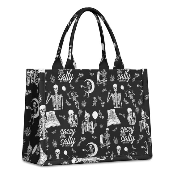 Large Capacity Tote Bag,Halloween Skeleton Fun Pattern Handbag Fashion Luxury Tote Bag,15.7"x13"x 5.1" Inches,Laptop Compatible