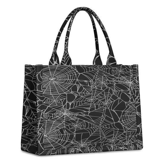 Large Capacity Tote Bag,Halloween Spider Web Pattern Handbag Fashion Luxury Tote Bag,15.7"x13"x 5.1" Inches,Laptop Compatible