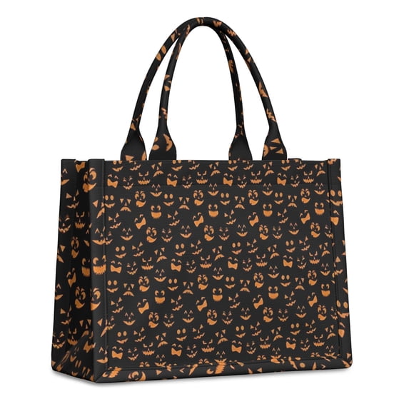 Large Capacity Tote Bag,Jack Lantern Faces Halloween Pattern Handbag Fashion Luxury Tote Bag,15.7"x13"x 5.1" Inches,Laptop Compatible