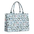 thumbnail image 1 of Large Capacity Tote Bag,Light Blue Christmas House and Tree Pattern Handbag Fashion Luxury Tote Bag,15.7"x13"x 5.1" Inches,Laptop Compatible, 1 of 6