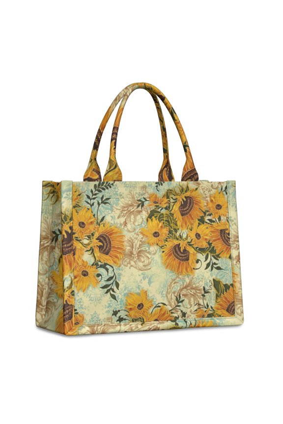Large Capacity Tote Bag,Light Blue Sunflower Pattern Handbag Fashion Luxury Tote Bag,15.7"x13"x 5.1" Inches,Laptop Compatible