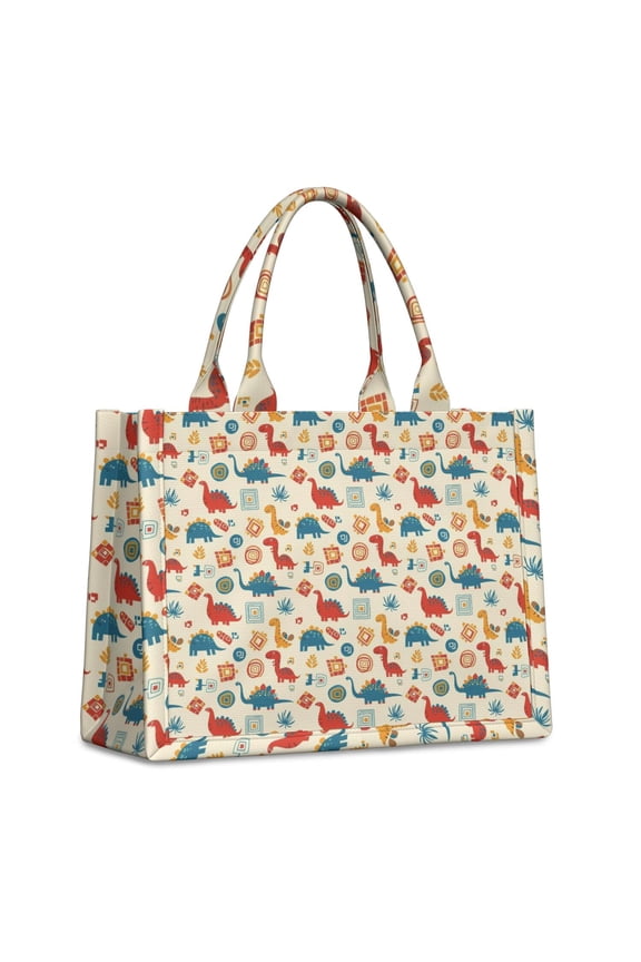 Large Capacity Tote Bag,LightColor Ethnic Style Dinosaurs Pattern Handbag Fashion Luxury Tote Bag,15.7"x13"x 5.1" Inches,Laptop Compatible