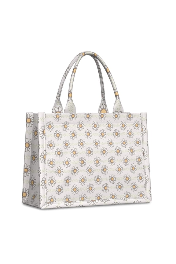 Large Capacity Tote Bag,Lightpink Daisy Flower Linear Pattern Handbag Fashion Luxury Tote Bag,15.7"x13"x 5.1" Inches,Laptop Compatible