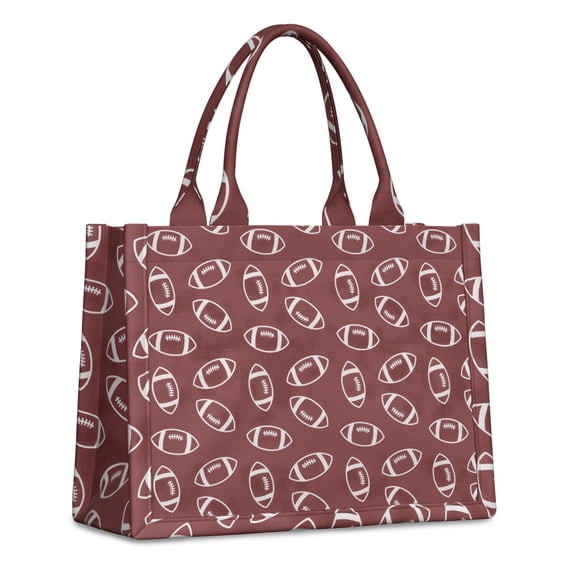 Large Capacity Tote Bag,Maroon Footballs Pattern Handbag Fashion Luxury Tote Bag,15.7"x13"x 5.1" Inches,Laptop Compatible