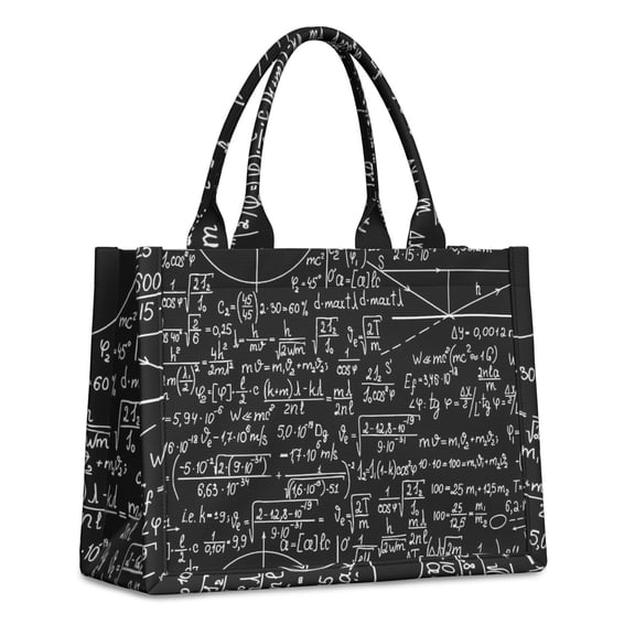 Large Capacity Tote Bag,Math Equations Binary Code Blue Pattern Handbag Fashion Luxury Tote Bag,15.7"x13"x 5.1" Inches,Laptop Compatible