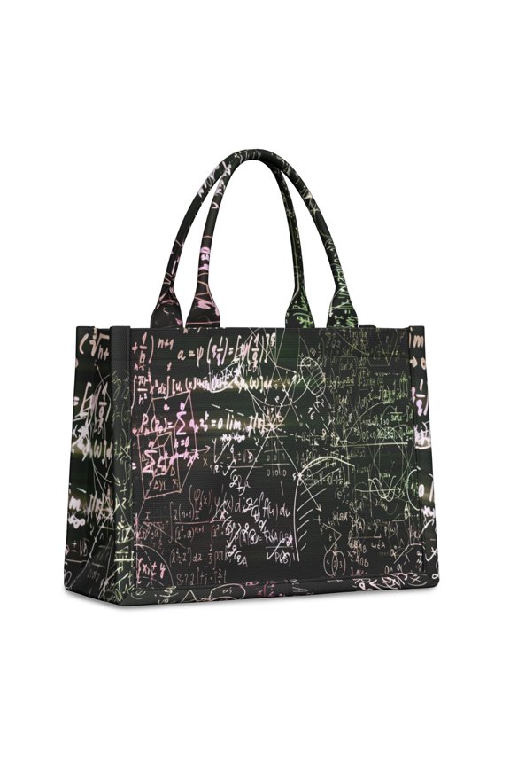 Large Capacity Tote Bag,Math Equations Glowing Formulas Black Pattern Handbag Fashion Luxury Tote Bag,15.7"x13"x 5.1" Inches,Laptop Compatible