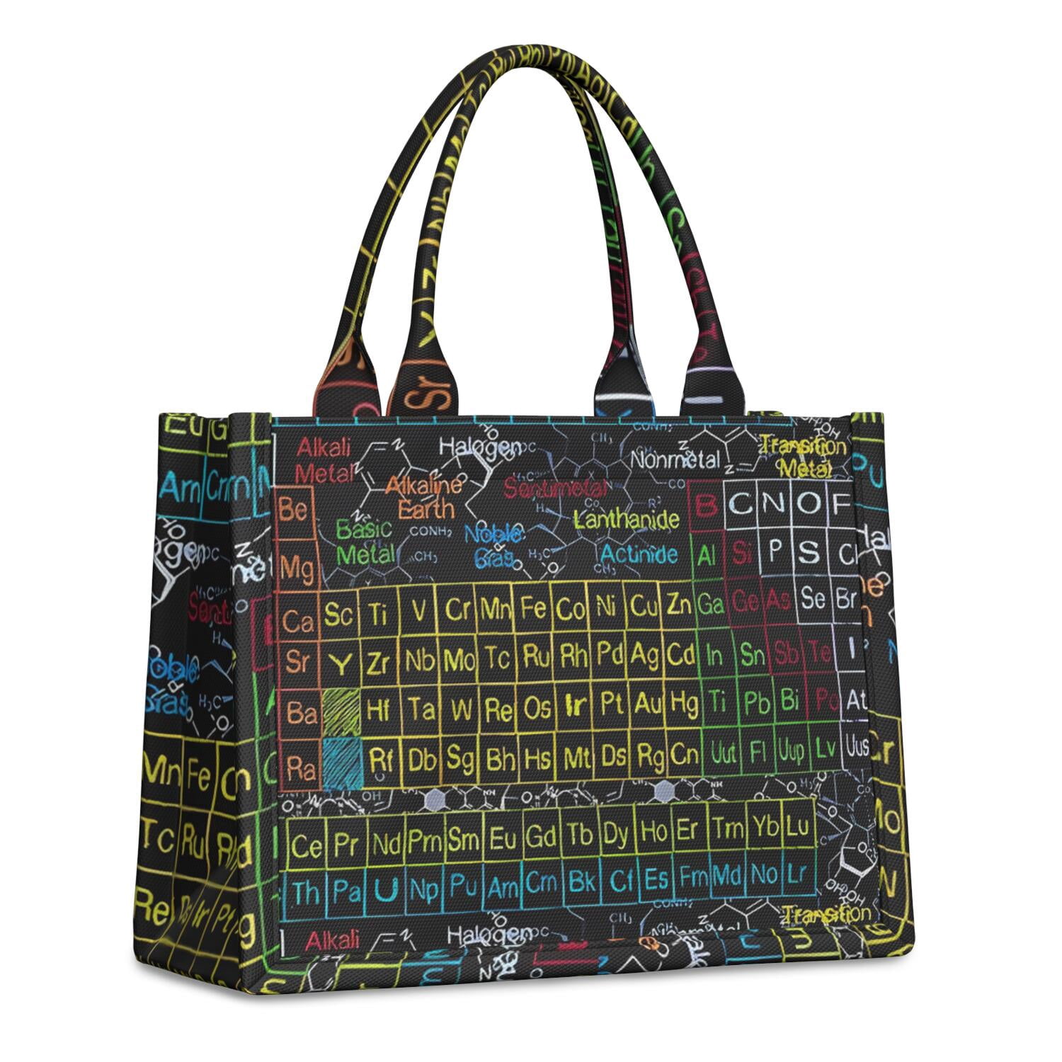 Large Capacity Tote Bag,Math Equations Periodic Table Black Pattern Handbag Fashion Luxury Tote Bag,15.7"x13"x 5.1" Inches,Laptop Compatible