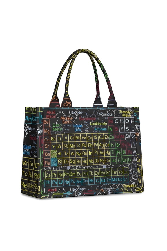 Large Capacity Tote Bag,Math Equations Periodic Table Black Pattern Handbag Fashion Luxury Tote Bag,15.7"x13"x 5.1" Inches,Laptop Compatible