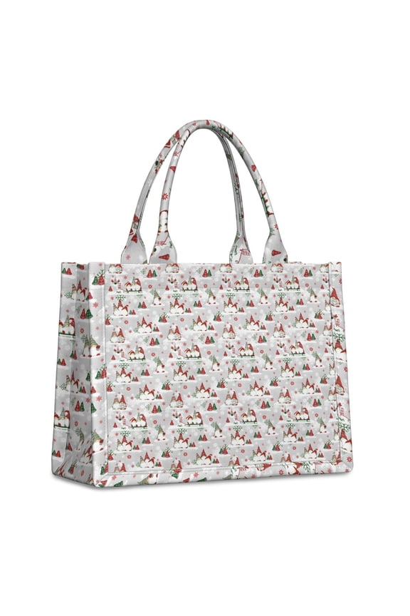 Large Capacity Tote Bag,Multicolor Christmas Gnome Pattern Handbag Fashion Luxury Tote Bag,15.7"x13"x 5.1" Inches,Laptop Compatible