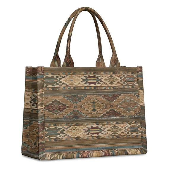 Large Capacity Tote Bag,Multicolor Geometric Boho Pattern Handbag Fashion Luxury Tote Bag,15.7"x13"x 5.1" Inches,Laptop Compatible
