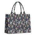 thumbnail image 1 of Large Capacity Tote Bag,Navy Floral Skull Pattern Handbag Fashion Luxury Tote Bag,15.7"x13"x 5.1" Inches,Laptop Compatible, 1 of 6