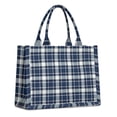 thumbnail image 1 of Large Capacity Tote Bag,Navy White Plaid Checkered Pattern Handbag Fashion Luxury Tote Bag,15.7"x13"x 5.1" Inches,Laptop Compatible, 1 of 6
