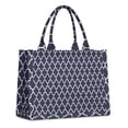thumbnail image 1 of Large Capacity Tote Bag,Navy and White Geometric Lattice Pattern Handbag Fashion Luxury Tote Bag,15.7"x13"x 5.1" Inches,Laptop Compatible, 1 of 6