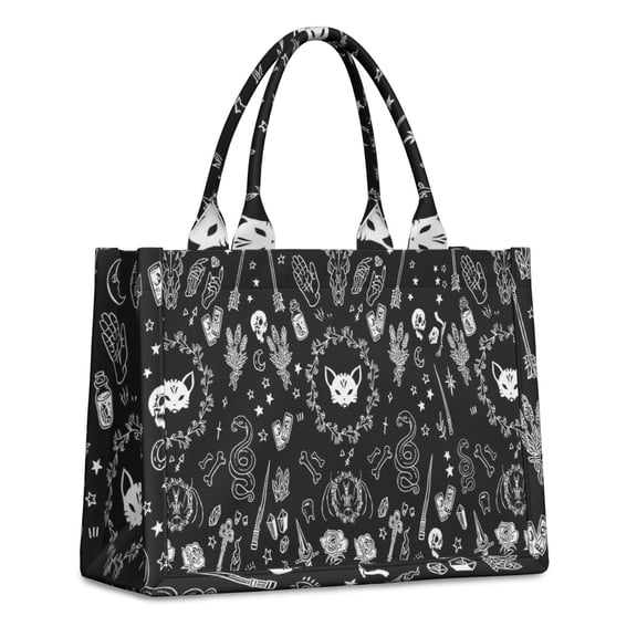 Large Capacity Tote Bag,Occult Halloween Pattern Handbag Fashion Luxury Tote Bag,15.7"x13"x 5.1" Inches,Laptop Compatible