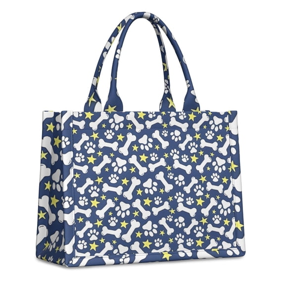 Large Capacity Tote Bag,Paw Print Dog Bone Handbag Fashion Luxury Tote Bag,15.7"x13"x 5.1" Inches,Laptop Compatible