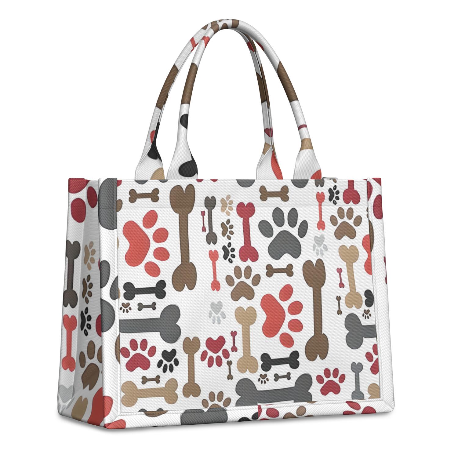 Large Capacity Tote Bag,Paw Prints and Bones Handbag Fashion Luxury Tote Bag,15.7"x13"x 5.1" Inches,Laptop Compatible