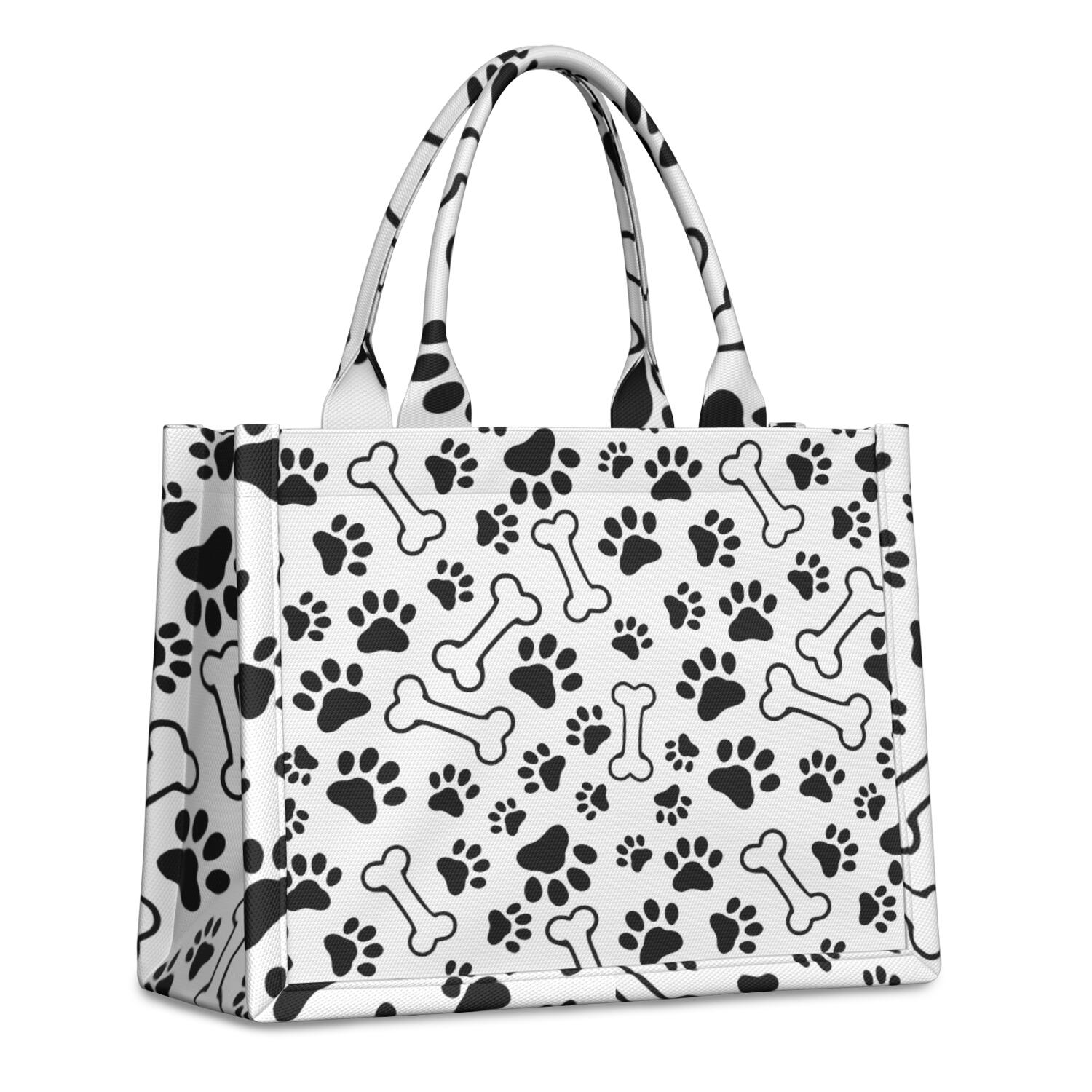 Large Capacity Tote Bag,Pet Paw Print and Bone Handbag Fashion Luxury Tote Bag,15.7"x13"x 5.1" Inches,Laptop Compatible