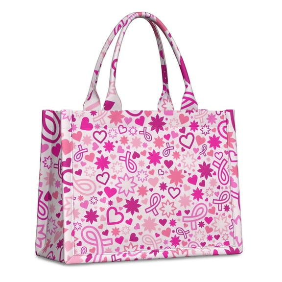 Large Capacity Tote Bag,Pink Breast Cancer Handbag Fashion Luxury Tote Bag,15.7"x13"x 5.1" Inches,Laptop Compatible