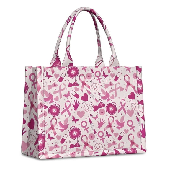 Large Capacity Tote Bag,Pink Breast Cancer and Love Handbag Fashion Luxury Tote Bag,15.7"x13"x 5.1" Inches,Laptop Compatible