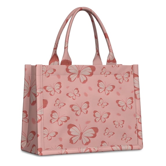 Large Capacity Tote Bag,Pink Butterfly Pattern Handbag Fashion Luxury Tote Bag,15.7"x13"x 5.1" Inches,Laptop Compatible