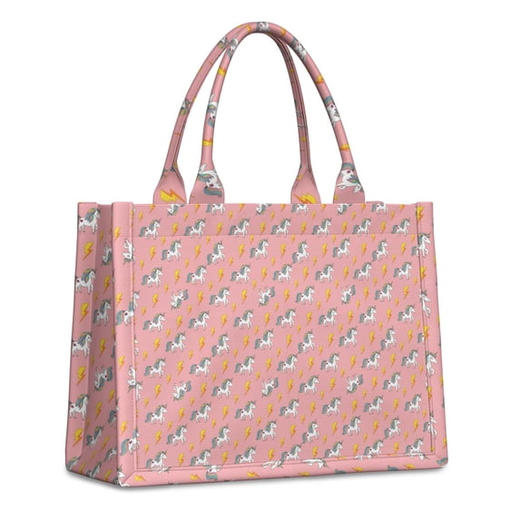 Large Capacity Tote Bag,Pink Cartoon Unicorn Lightning Pattern Handbag Fashion Luxury Tote Bag,15.7"x13"x 5.1" Inches,Laptop Compatible