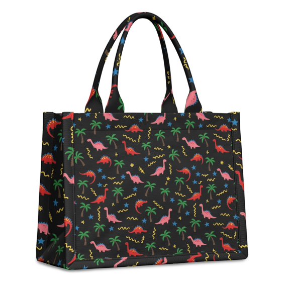 Large Capacity Tote Bag,Pink Dinosaurs Cosmic Stars Handbag Fashion Luxury Tote Bag,15.7"x13"x 5.1" Inches,Laptop Compatible