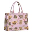 thumbnail image 1 of Large Capacity Tote Bag,Pink Highland Cow Flower Pattern Handbag Fashion Luxury Tote Bag,15.7"x13"x 5.1" Inches,Laptop Compatible, 1 of 6
