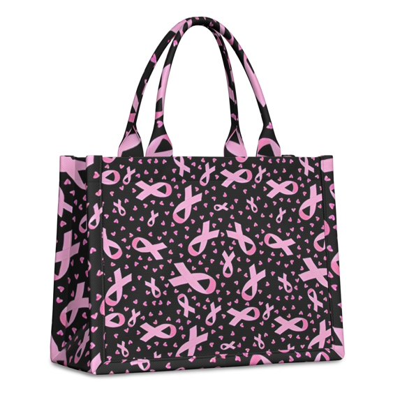 Large Capacity Tote Bag,Pink Ribbon Breast Handbag Fashion Luxury Tote Bag,15.7"x13"x 5.1" Inches,Laptop Compatible