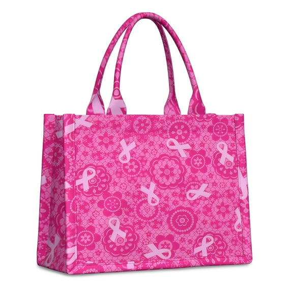 Large Capacity Tote Bag,Pink Ribbon Pattern Handbag Fashion Luxury Tote Bag,15.7"x13"x 5.1" Inches,Laptop Compatible