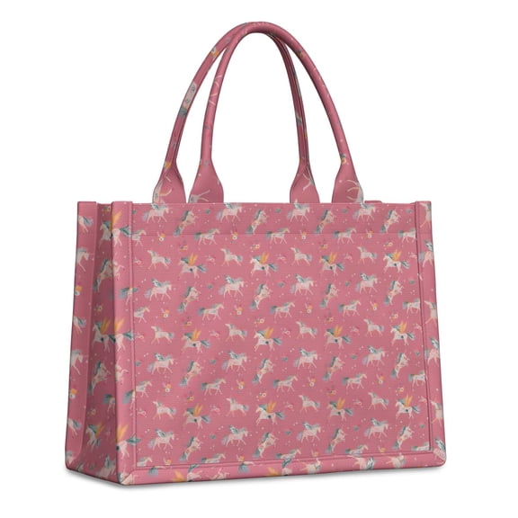 Large Capacity Tote Bag,Pink Unicorn Pattern Handbag Fashion Luxury Tote Bag,15.7"x13"x 5.1" Inches,Laptop Compatible